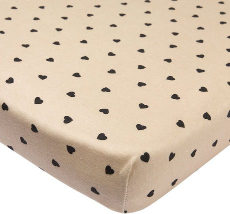 Meyco Baby Sweet Heart Spannbettlaken-Laufgittermatratze – Soft Sand Black – 75 x 95 cm