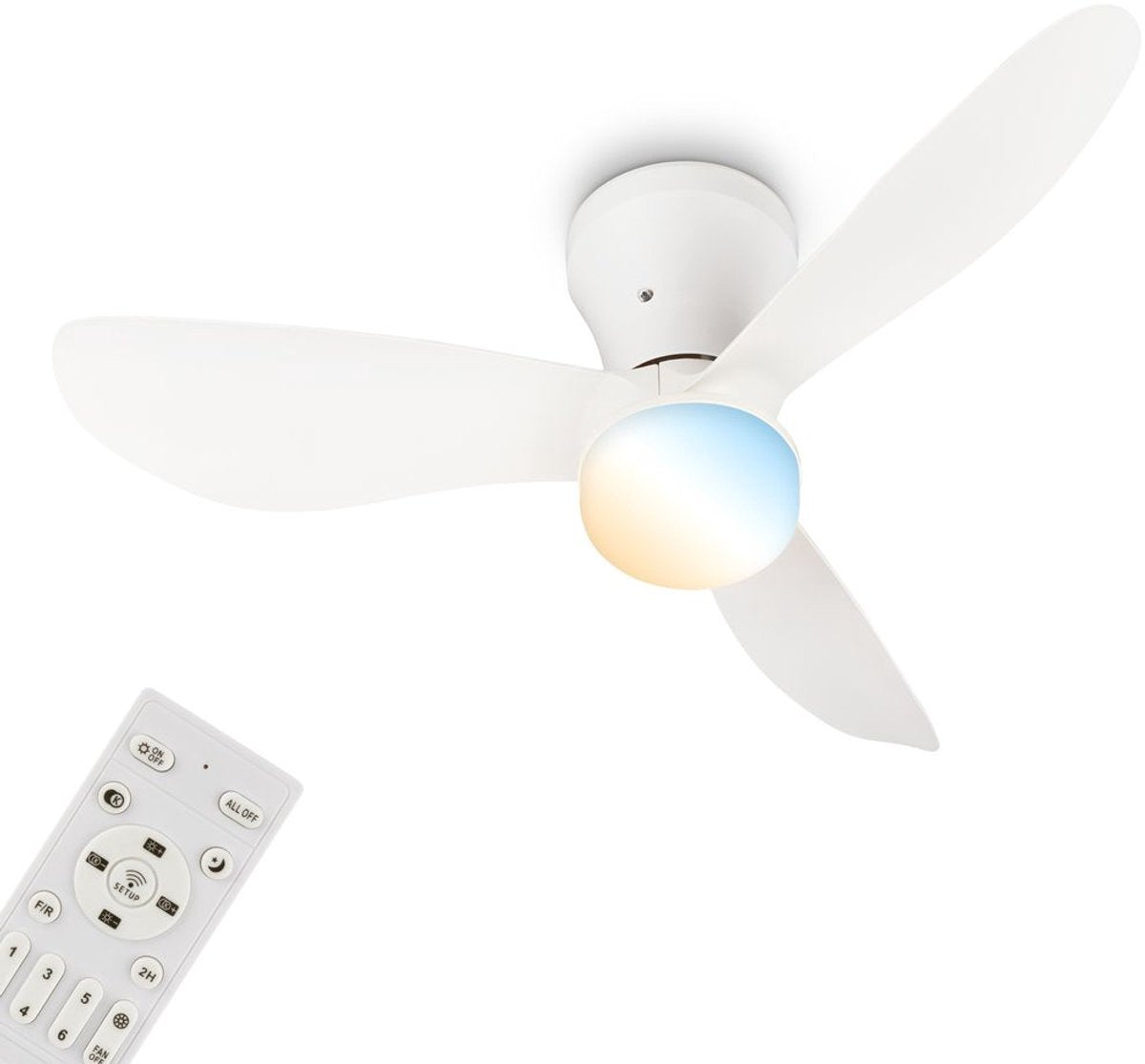 Briloner lufito – Deckenventilator mit Beleuchtung – LED-Deckenlampe mit Ventilator – Ventilatorlampe Sommer- und Wintermodus – dimmbar – CCT – ø78cm – weiß