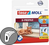 Tesa Moll Dichtungsstreifen 05393 D-Profil – 9 mm x 6 m, weiß