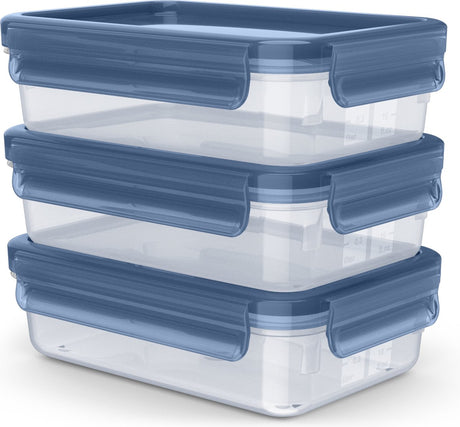 Tefal Masterseal – Frischhaltedosen-Set – 3-teilig – 0,8 l – blau – 100 % auslaufsicher