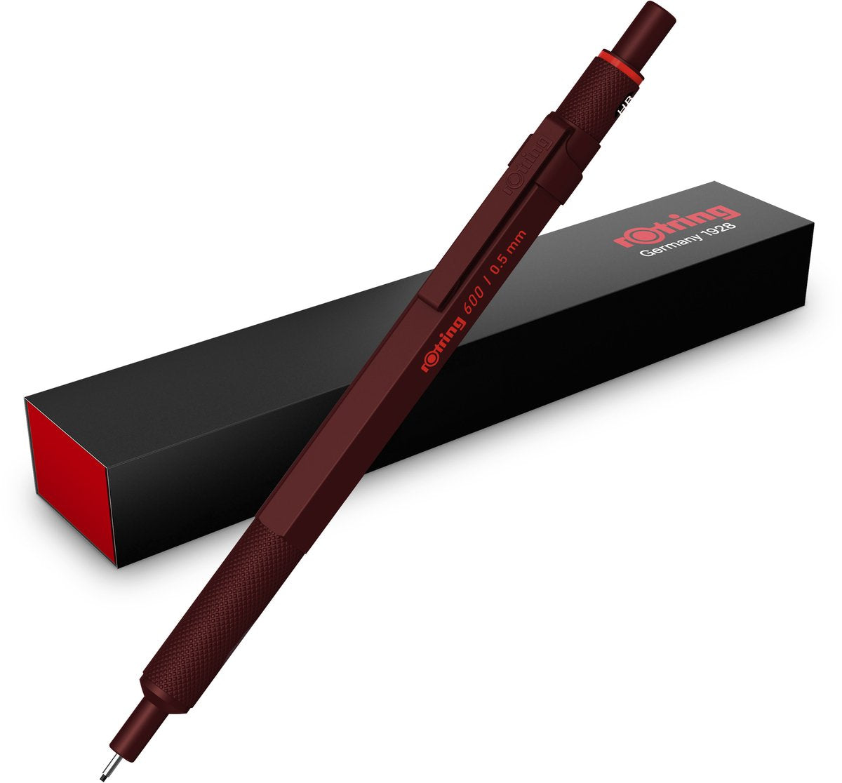 Rotring 600 Druckbleistift | Graphit HB, 0,5 mm | Bleistift mit Vollmetallscheide | Schokoladentrüffel | rutschfester Rändelgriff und Sechskanthülse