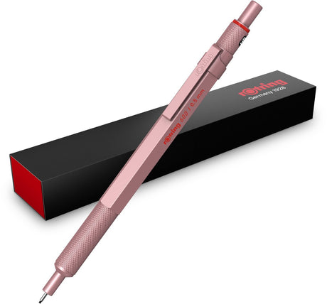 Rotring 600 Druckbleistift | HB-Stift, 0,5 mm | Vollmetallgehäuse | Roségold | rutschfester Sechskanthalter mit gerändeltem Griff