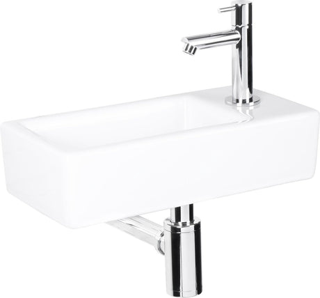 Differnz Brunnenset Helios Rechteck rechts 37,5x18,5x9,5cm Keramik weiß
