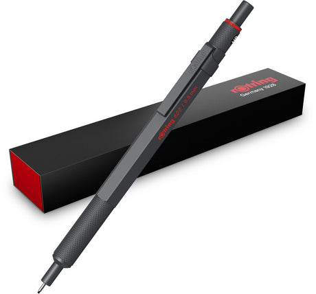 Rotring 600 Druckbleistift – HB – 0,5 mm – Bleistift mit Vollmetallschaft – dunkler Stein – rutschfester Rändelgriff und Sechskanthülse