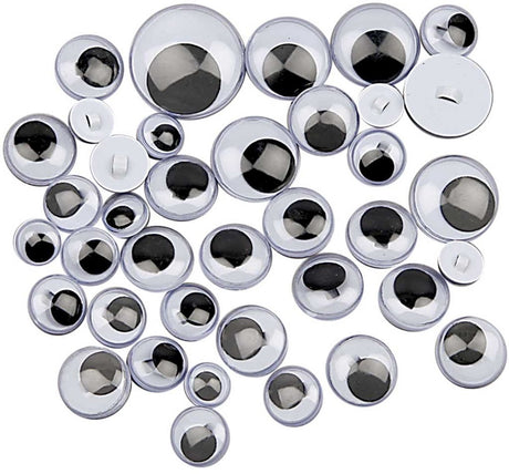 Creativ Company Kulleraugen, zum Aufnähen, zum Aufnähen, D 8-20 mm, 250 div. 1 Box