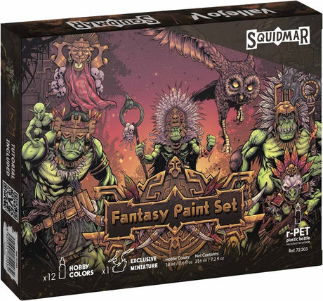 Acrylicos Vallejo Fantasy-Farbset von Squidmar – Vallejo – 12 Farben – 12 Farben – 1 Miniatur – kostenloses Handbuch
