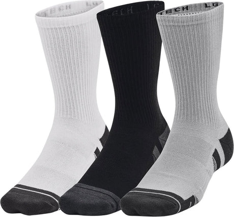 Under Armour UA Performance Tech 3pk Crew-Gray Unisex-Sportsocken – Mod Grey – Weiß – Jet Grey