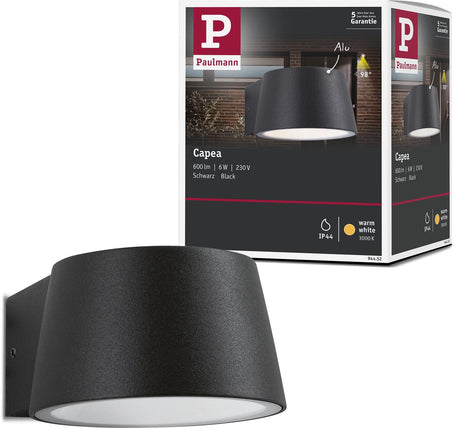 Paulmann Outdoor LED Wandleuchte Capea IP44 96x128 mm 3000k 6w 500lm 230v 98° Anthrazit Aluminium