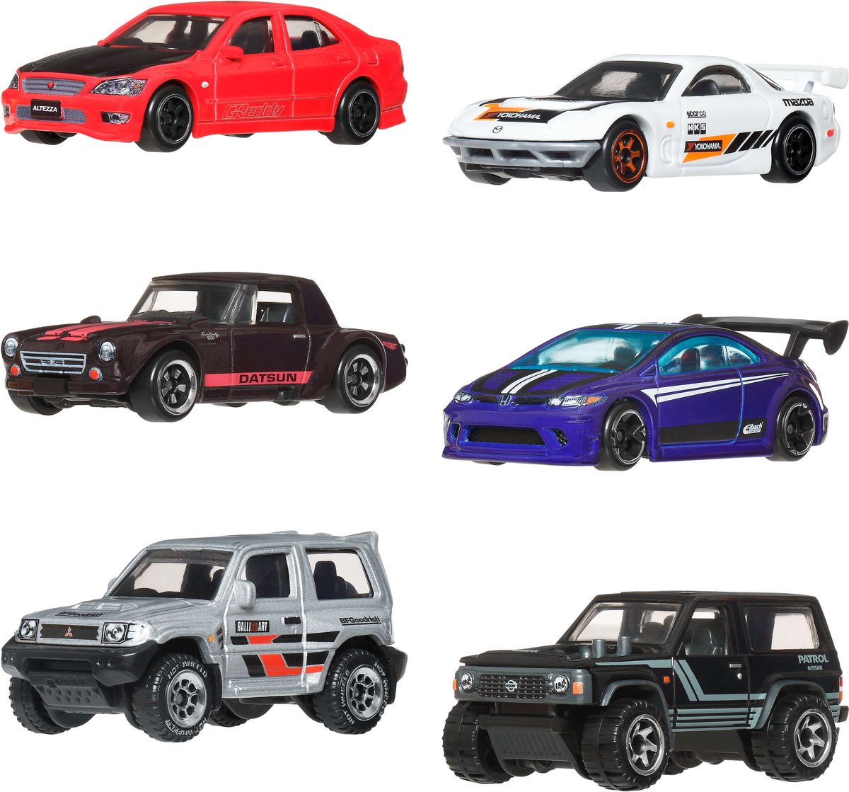 Hot Wheels Silver Series – Set mit 6 japanischen Fahrzeugen