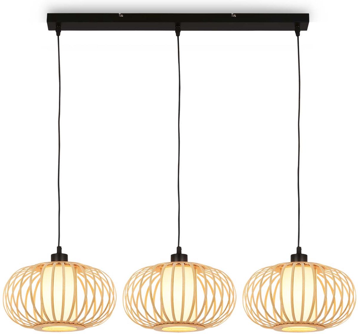 Briloner - Rotti - Hängelampe, 120 cm, 3x E27, max. 10 W, holzfarben