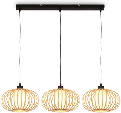 Briloner - Rotti - Hängelampe, 120 cm, 3x E27, max. 10 W, holzfarben