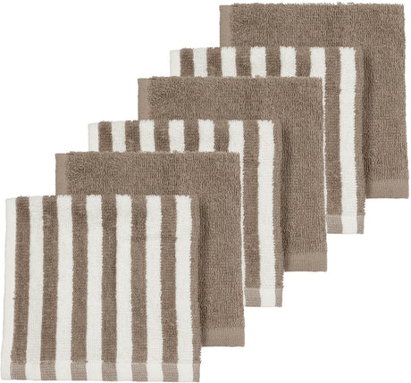 Meyco Baby Fat Stripe Gesichtstücher – Jacquard-Frottee – Taupe – 30 x 30 cm – 6er-Pack