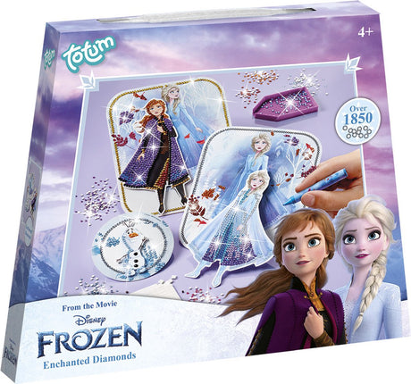 Totum Disney „Die Eiskönigin“-Diamantmalerei-Bastelset, Spielzeug für Mädchen – Anna- und Elsa-Prinzessinnen dekorieren mit über 1800 Strasssteinen und basteln kreatives Spielzeug