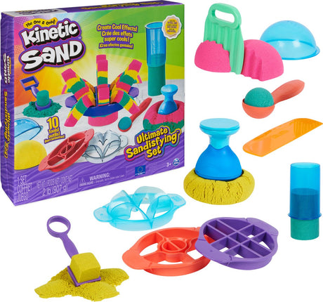 Kinetischer Sand – ultimatives Sandisfying-Set mit 907 g rosa-gelbem und blaugrünem Original – mit 10 Formen und Werkzeugen – sensorisches Spielzeug
