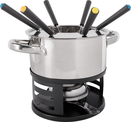 Cosy trendy fondue set met 6 vorken - rvs - ø 17cm