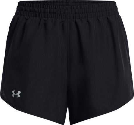 Under armour ua fly by 3'' shorts-blk dames sportbroek - zwart - wit - reflecterend