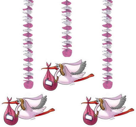 Folat rosa Hängedekoration, 3 Stk.