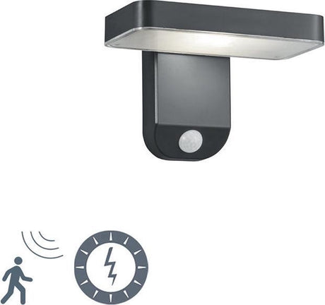 Rl lebe dein Licht Reality Esquel - Wandleuchte - Anthrazit - inkl. 1x SMD 4,5 W - Bewegungssensor - Solar - Solarenergie - kabellos - Außenbeleuchtung - IP44