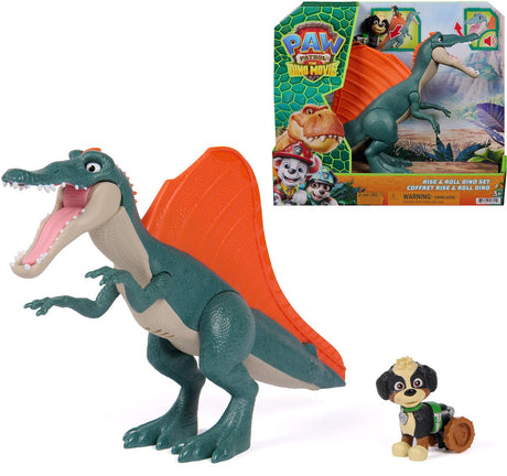 Paw patrol - de dino film rise roll dino set bevat speelgoeddinosaurus spinosaurus van 17,7 cm met geluiden en rex-actiefiguur