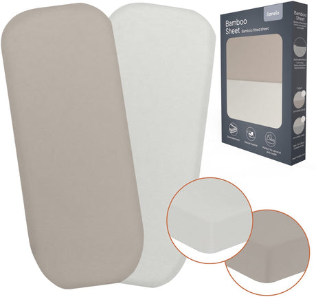 Lionelo Bambus-Bettlaken-Set mit 2 Spannbettlaken 70 x 28 cm für Kinderbett-Reisebett – Bettlaken für Babybett – Bambus-Viskose, mit Gummizug, atmungsaktiv weich – geeignet für Matratzen bis 10 cm – umweltfreundlich