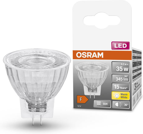 Osram LED-Lampe – Spot gu4 – 12 V – 4,2 W – 345 Lumen – warmweiß – nicht dimmbar