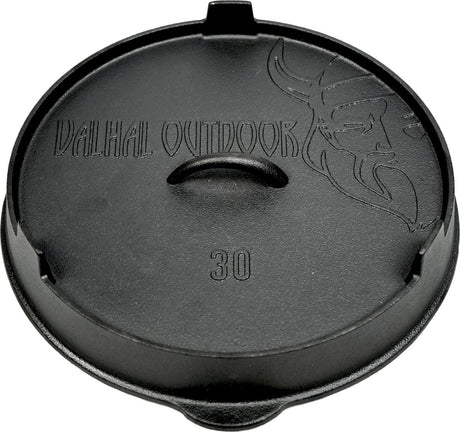 Valhal outdoor - gietijzeren deksel voor skillet koekenpan 30cm - kan ook als grillpan gebruikt worden, vh.lid30
