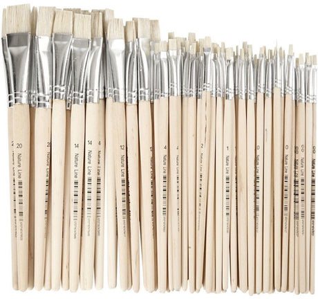Creativ Company Nature Line Pinsel, Größe 00+0+1+2+4+12+14+20, L: 18-22 cm, B: 3-20 mm, flach, 68 Stück 1 Box