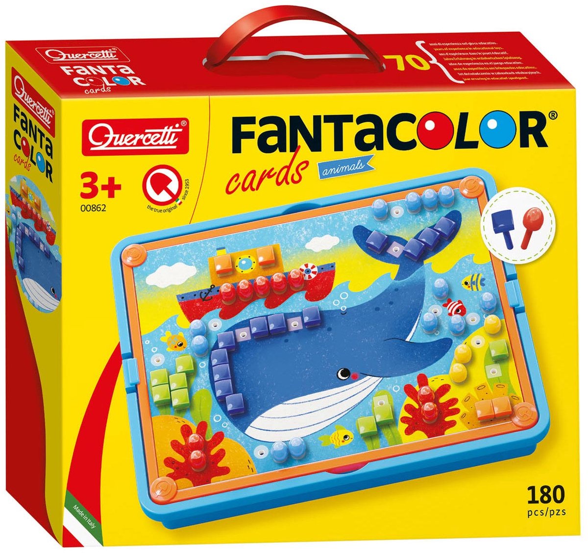 Quercetti Mosaik-Spielzeugtiere – Fantacolor 180 Stück kreativ.