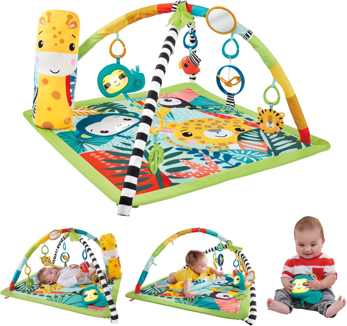 Fisher-Price Baby-Fitnessstudio 3-in-1-Dschungel – Babyspielzeug – 0 bis 6 Monate