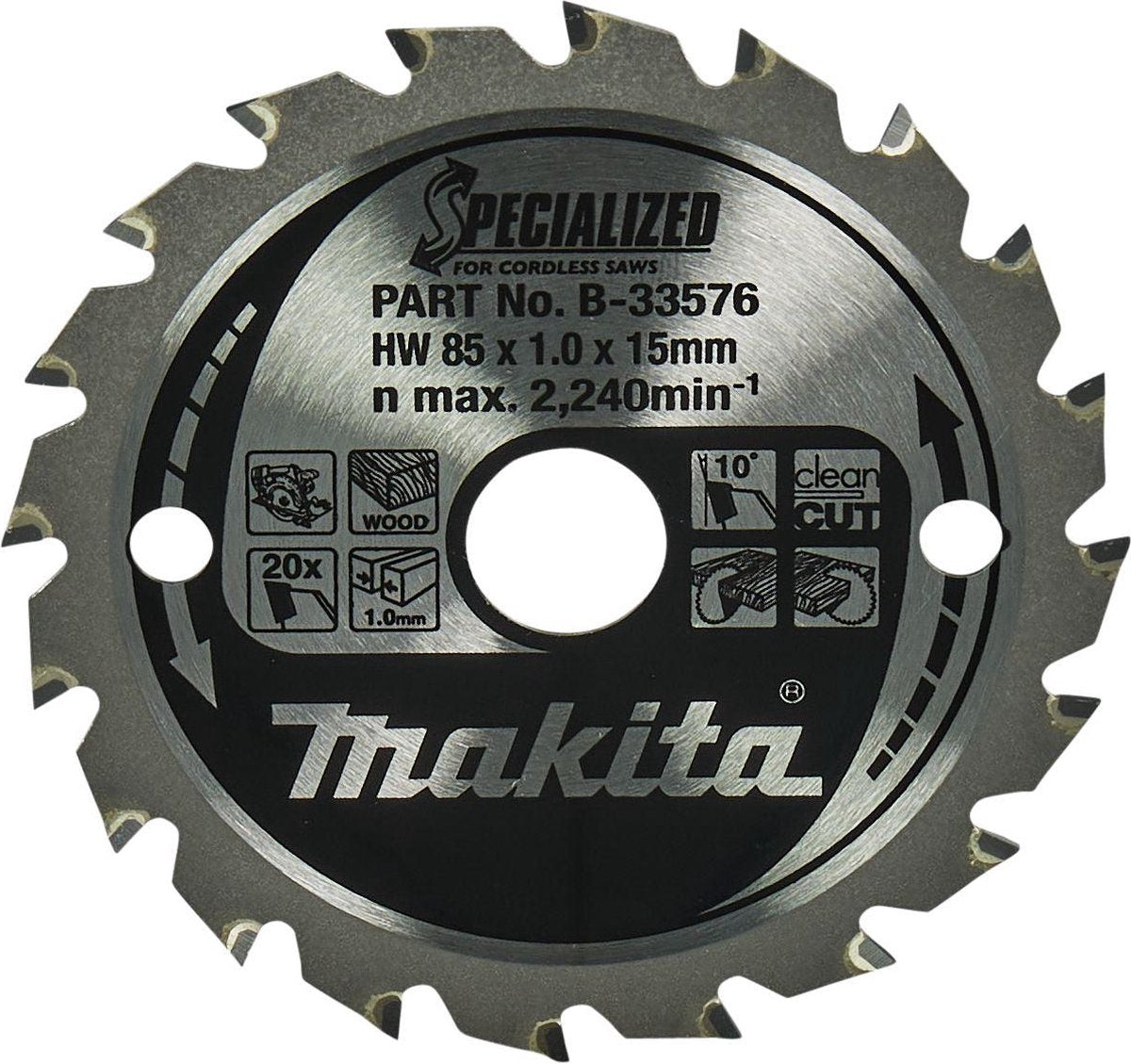 Makita Zubehör Kreissägeblatt Holz 85x15x1,0 20t 10g - B-16885
