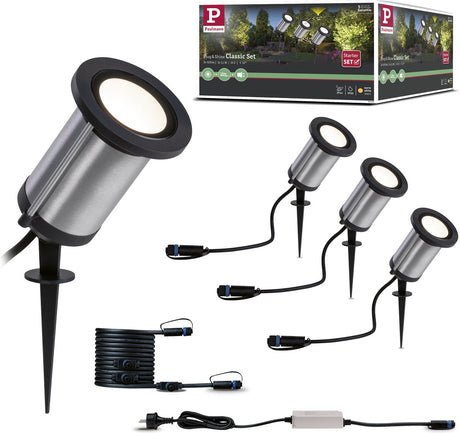 Paulmann Plug Shine Basic Set Spot Classic - Bodenstrahler - 3000k - 3er Set - IP65 - Strahlwassergeschützt -