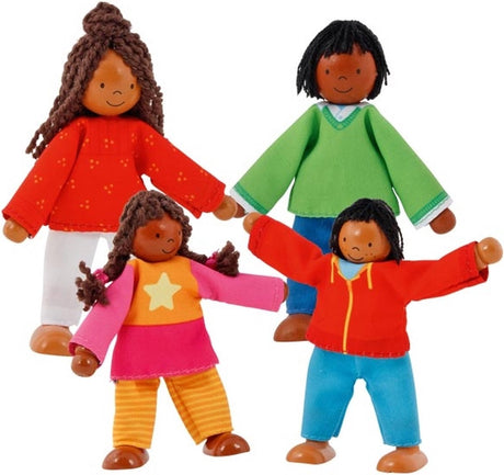 Goki Wooden Dollhouse Dolls Flexible moderne Familie, 4st.