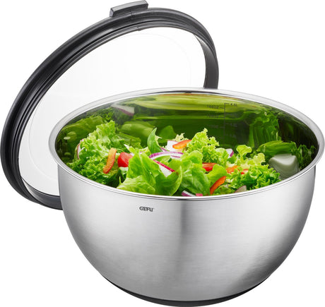 Gefu muovo Rührschüssel mit Deckel – 3 Liter – Edelstahl – rutschfest – ø 24 cm