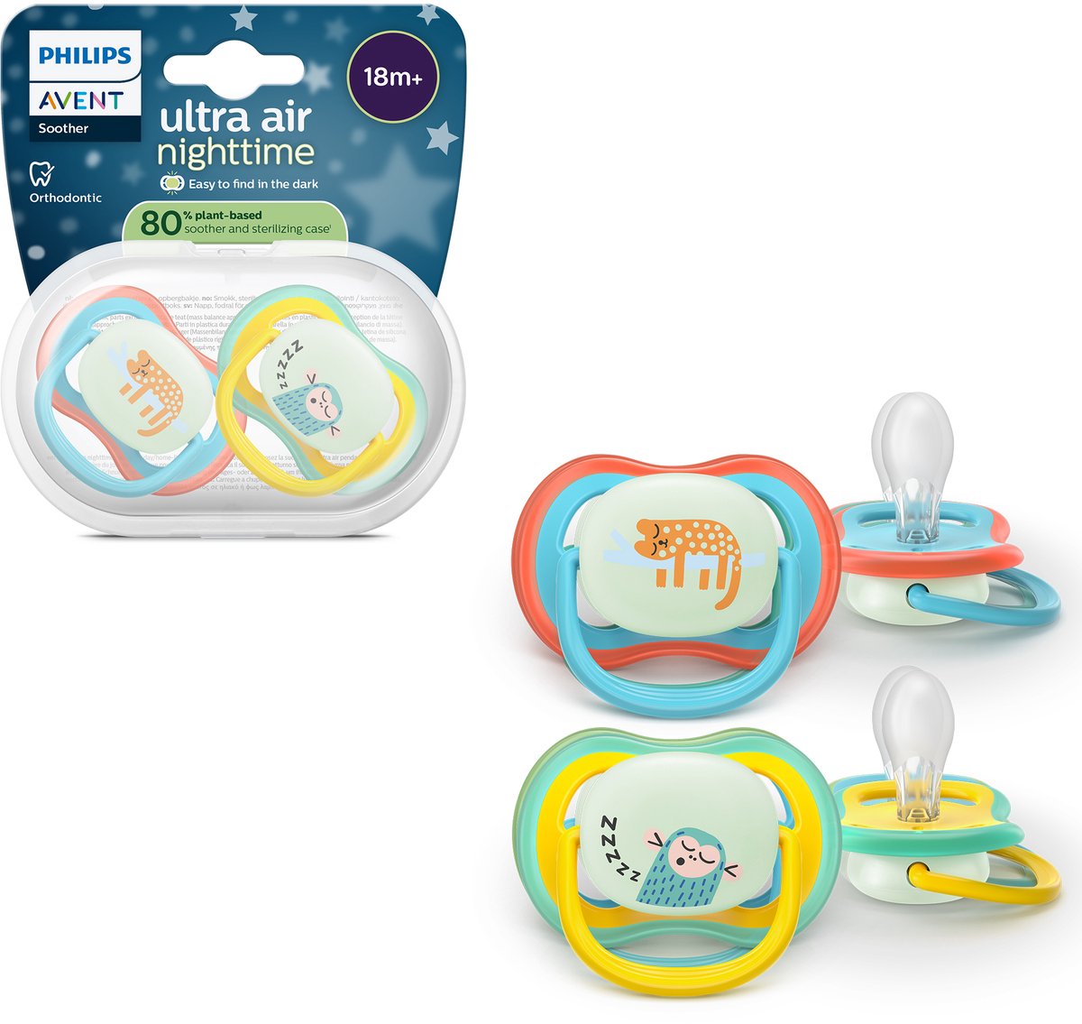 Philips avent ultra air night – glow-in-the-dark fopspeen –(18 mnd+) extra luchtopeningen – 2 stuks - scf376 32