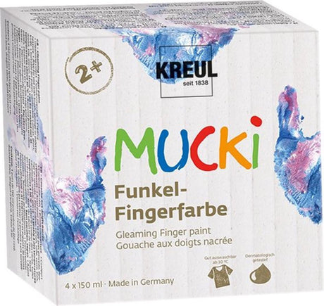 Mucki Fingerfarben-Set – 4x 150 ml Perlglanzfarben – dermatologisch getestet, parabenfrei, vegan