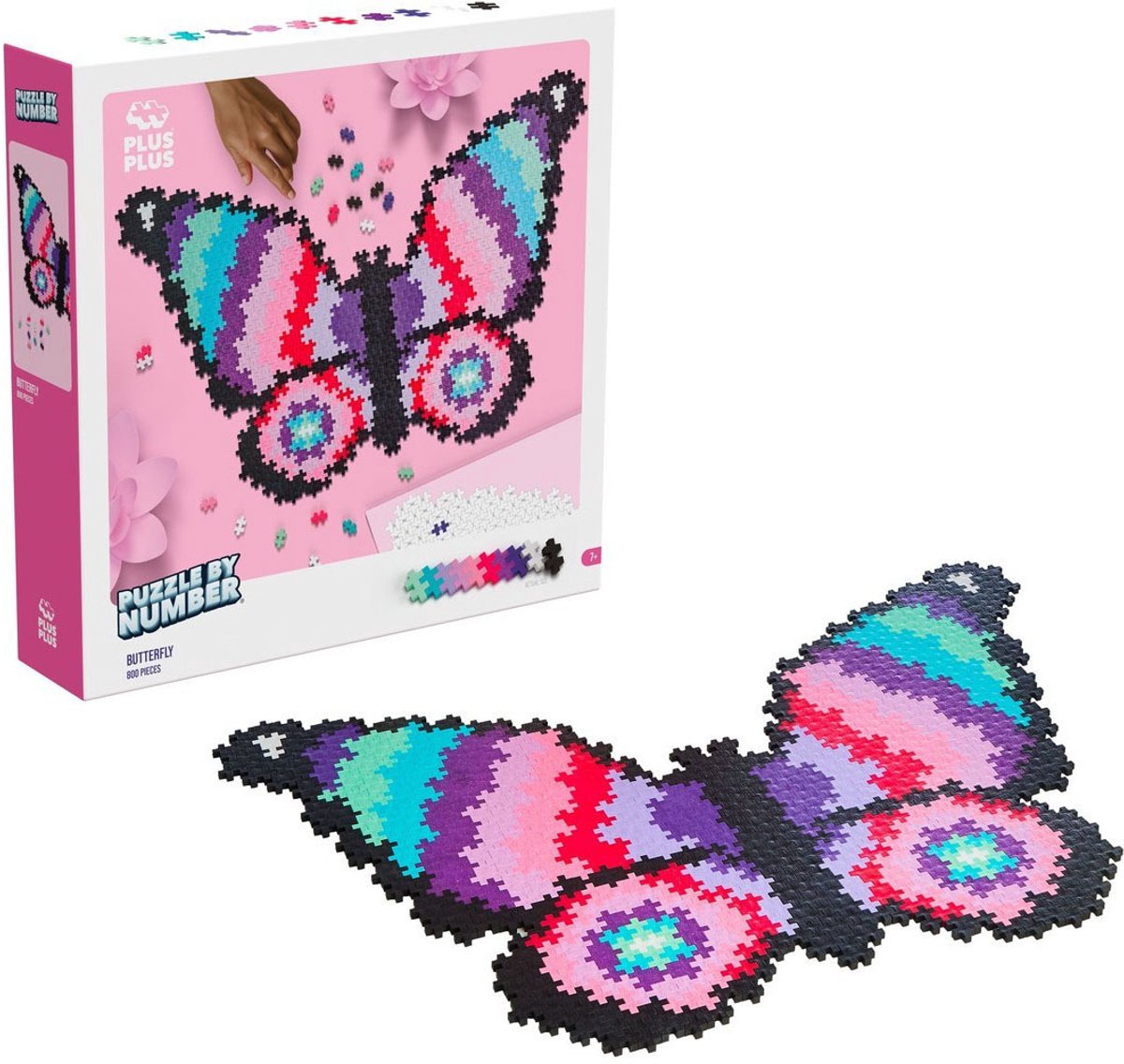 Plus-Plus-Puzzle nach Zahlen Schmetterling 800 Teile – 3915 – Puzzle und Bauspielzeug in einem – ab 7 Jahren
