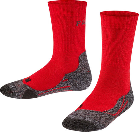 Falke TK2 Wandersocken Anti-Blasen, mittlere Polsterung Merinowolle Sportsocken Kinder rot - Größe 35-38
