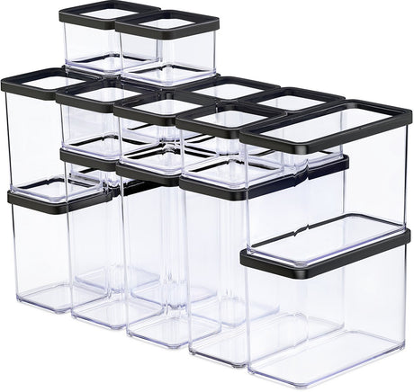Rotho loft - set premium bewaarbussen 19-delig - luchtdicht - vaatwasmachinebestendig - zwart