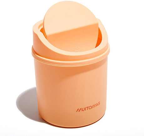 Muitomas Schreibtisch-Abfallbehälter – stilvolle Version – 2 Liter – kompakt – 15×18×14 cm – Pfirsichflaum