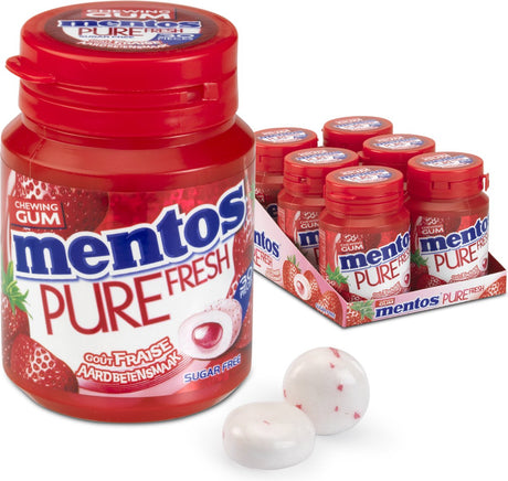 Mentos Kaugummi pure frische Erdbeere – Kaugummi – zuckerfrei – 1x6 Stück