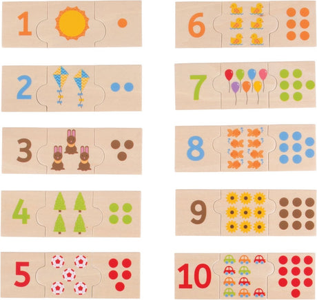 Bigjigs Holzpuzzle mit Zahlenplättchen, 30 Teile.