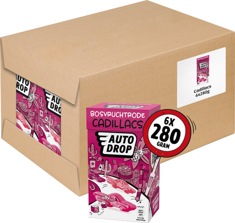 Autodrop - Süßigkeiten - Waldfruchtrote Cadillacs - 6 Kartons - 280 Gramm