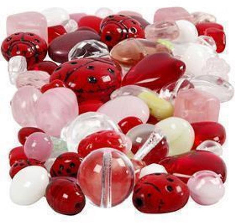 Creativ Company Glass Perlen vielfältiges Liebesbiest, Herz, Blätter, 60 Gramm
