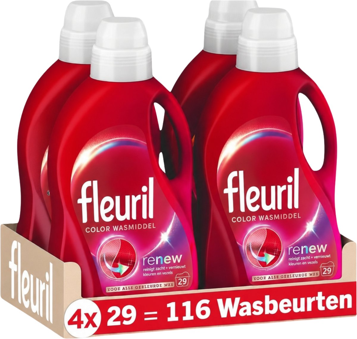 Fleuril Color - Flüssigwaschmittel - Buntwäsche - 4x29 Wäschen - Vorteilspack