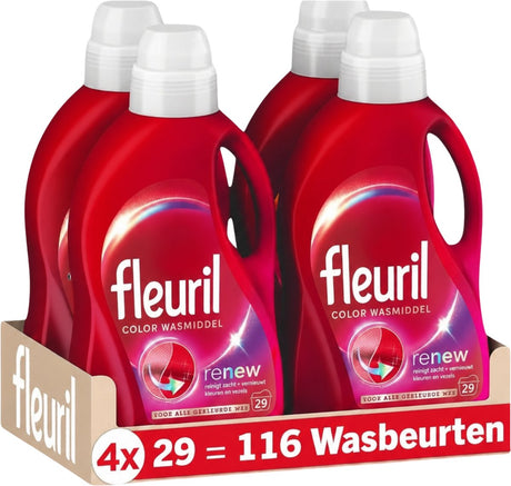 Fleuril Color - Flüssigwaschmittel - Buntwäsche - 4x29 Wäschen - Vorteilspack