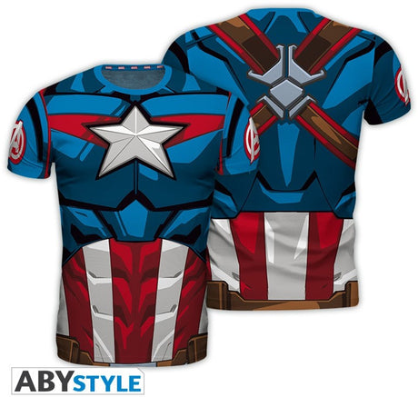 Abystyle Marvel – Cosplay Captain America Herren-T-Shirt – L