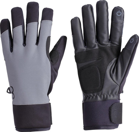 Bbb cycling coldshield reflective fietshandschoenen winter - 5 - 10 ℃ - winddichte wielrenhandschoenen - waterproof fietshandschoenen heren dames - touchscreen compatibel - reflecterend - zwart - maat xxxl - bwg-38