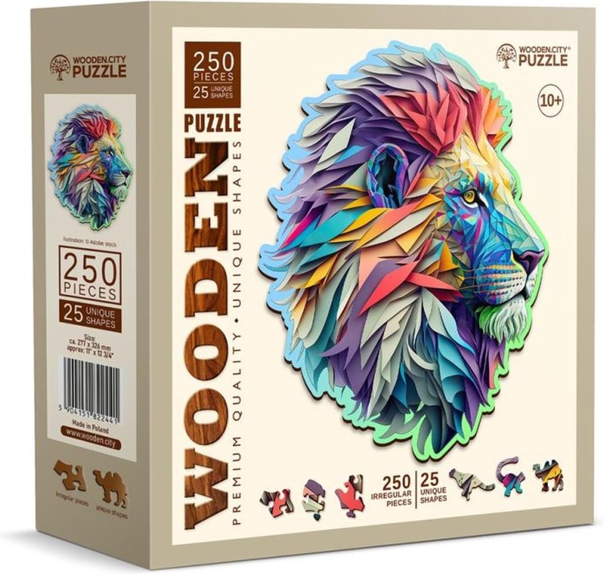 Holzstadt wood.city Holzpuzzle Löwe – modernes Tierpuzzle 250 Teile.