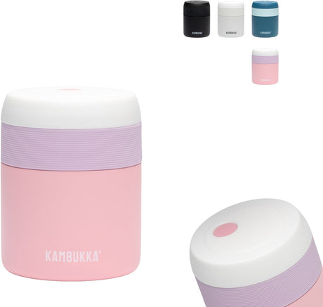 Kambukka Bora – Lunchbox – 600 ml – Lebensmittelbehälter hält 9 Stunden warm, 100 % auslaufsicher – Lunchbecher für unterwegs – Babyrosa