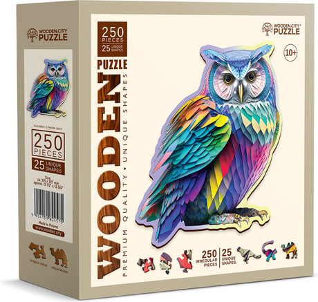 Stadtpuzzle aus Holz - trendige Eule.